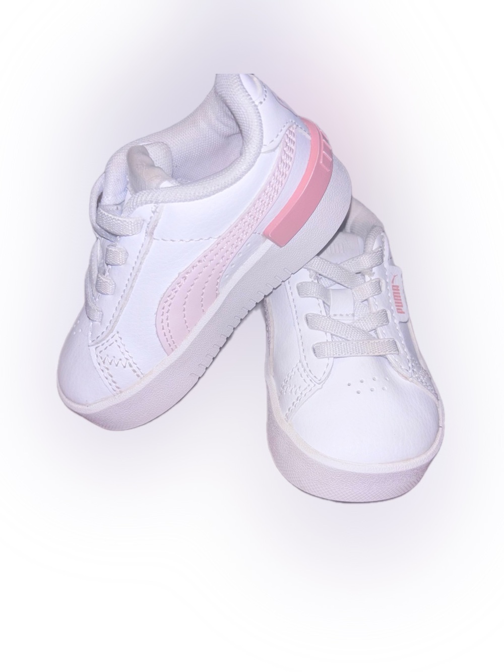 Puma Kids White & Pink Low-Top Sneakers